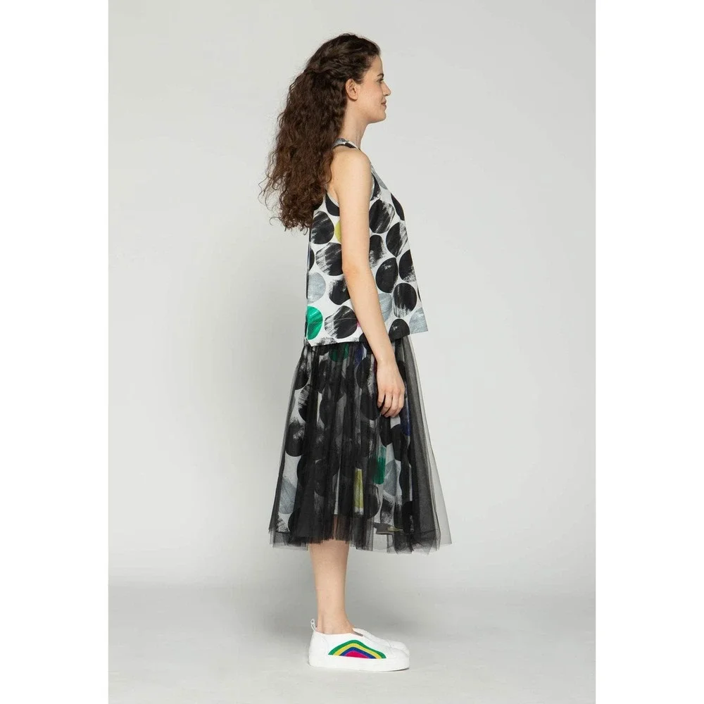 Luukaa Women's Tutu Skirt Size 16 Midi Black and Polka Dot Trendy Skirt NWT - Picture 4 of 5